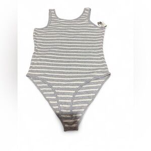 Striped Gray and White  Bodysuit
